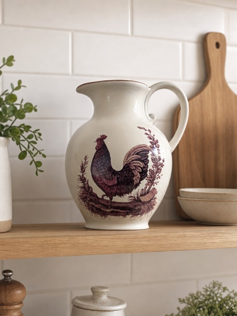 Vintage Ceramic Rooster Pitcher with Lid — Moments d’Émotion Collection